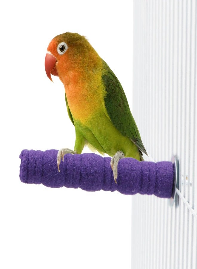 Litewoo Pet Bird Perch Parrot Rough-surfaced Stand Toy Branch Nature Wood Quartz Sand Branches Nail Perch for Small Medium Birds Cockatiel Parakeet Conure Cage Accessories (Purple, 4.3in) - Image 1