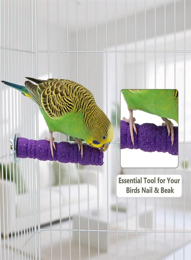 Litewoo Pet Bird Perch Parrot Rough-surfaced Stand Toy Branch Nature Wood Quartz Sand Branches Nail Perch for Small Medium Birds Cockatiel Parakeet Conure Cage Accessories (Purple, 4.3in) - Image 4