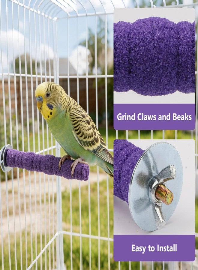 Litewoo Pet Bird Perch Parrot Rough-surfaced Stand Toy Branch Nature Wood Quartz Sand Branches Nail Perch for Small Medium Birds Cockatiel Parakeet Conure Cage Accessories (Purple, 4.3in) - Image 3