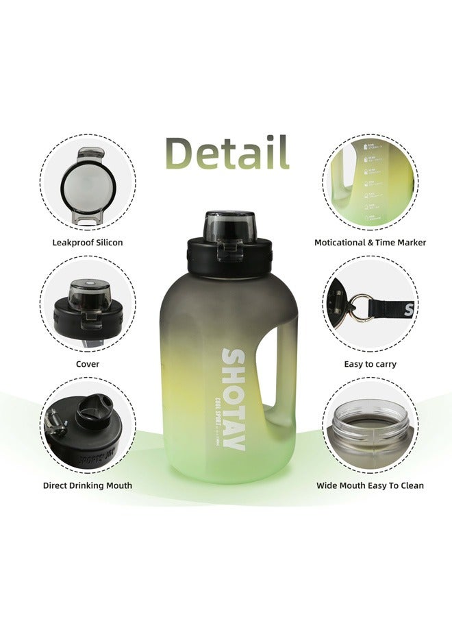 شوتاي زجاجة مياه رياضية سعة 2.0 لتر من شوتاي، نصف جالون تحفيزية مع ماصة قابلة للازالة بعلامات زمنية قابلة للازالة، خالية من البيسفينول ايه ومضادة للتسرب، ابريق ماء كبير للياقة البدنية وصالة الالعاب الرياضية - Image 3