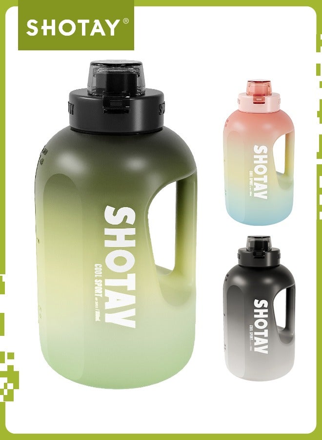 شوتاي زجاجة مياه رياضية سعة 2.0 لتر من شوتاي، نصف جالون تحفيزية مع ماصة قابلة للازالة بعلامات زمنية قابلة للازالة، خالية من البيسفينول ايه ومضادة للتسرب، ابريق ماء كبير للياقة البدنية وصالة الالعاب الرياضية - Image 1