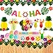 Garma Luau Party Decorations Set136 Pcs Hawaiian Tropical Summer Beach Pool Party Favors with ALOHA Banner Hawaiian Grass Table Skirt Flowers Leaves Umbrellas Paper Pineapple for Party Supplies - Image 3