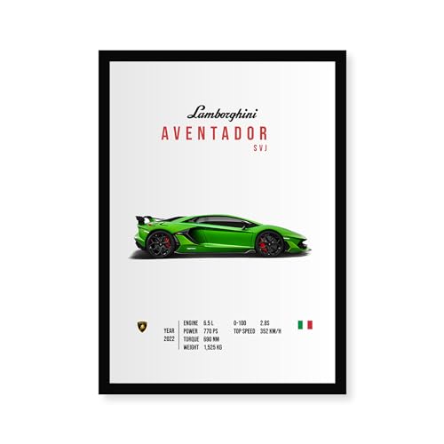 CodersParadise Wooden Lamborghini Aventador SVJ Wall Poster Frame – 8×12" (A4 Size) Premium Hanging Art Frame | Luxury Car Wall Décor for Home, Bedroom & Living Room - Image 1