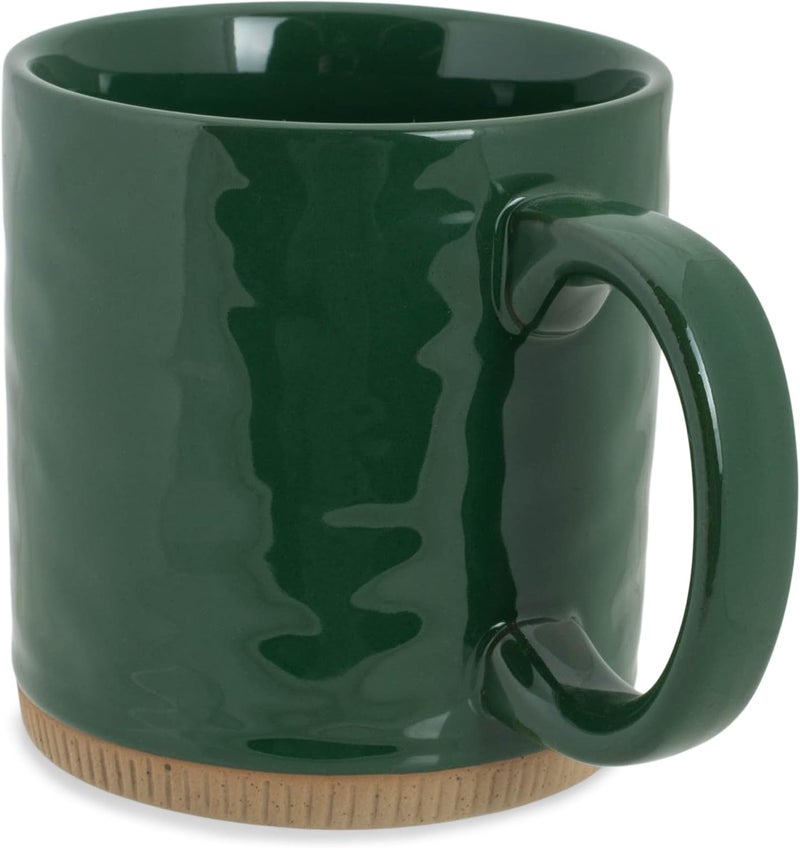 Elanze Designs Elanze Designs High Gloss Raw Clay Bottom 15 ounce Ceramic Stoneware Coffee Mugs Set of 4 Green - Image 3