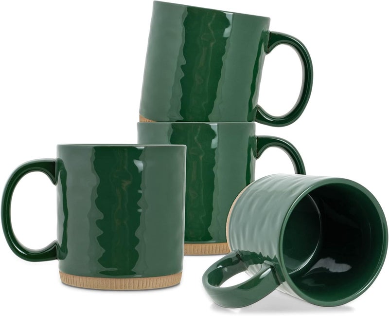 Elanze Designs Elanze Designs High Gloss Raw Clay Bottom 15 ounce Ceramic Stoneware Coffee Mugs Set of 4 Green - Image 1