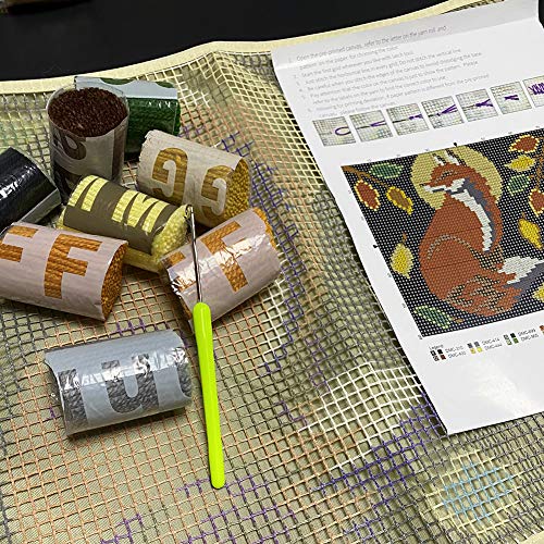PakyKai Latch Hook Kits for Adults,Color Printed Fox DIY Hook Rug Carpet Needlework Tapestry Kits for Home Decors Festival Gift,52x38cm - Image 5