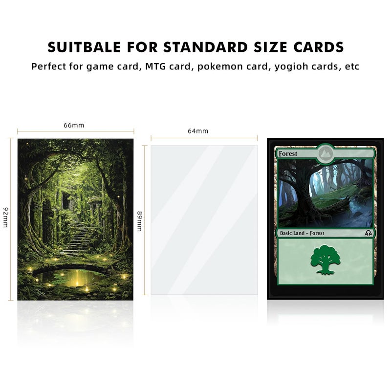 Katomula 100 Card Sleeves for MTG with 100 Inner Sleeve, Textured Back Art Sleeves, Fit Standard Size Cards - Forest - Image 3