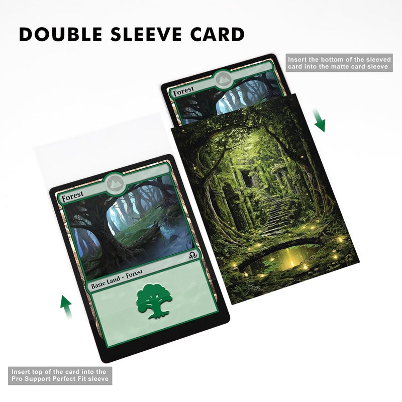 Katomula 100 Card Sleeves for MTG with 100 Inner Sleeve, Textured Back Art Sleeves, Fit Standard Size Cards - Forest - Image 4
