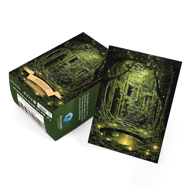 Katomula 100 Card Sleeves for MTG with 100 Inner Sleeve, Textured Back Art Sleeves, Fit Standard Size Cards - Forest - Image 5