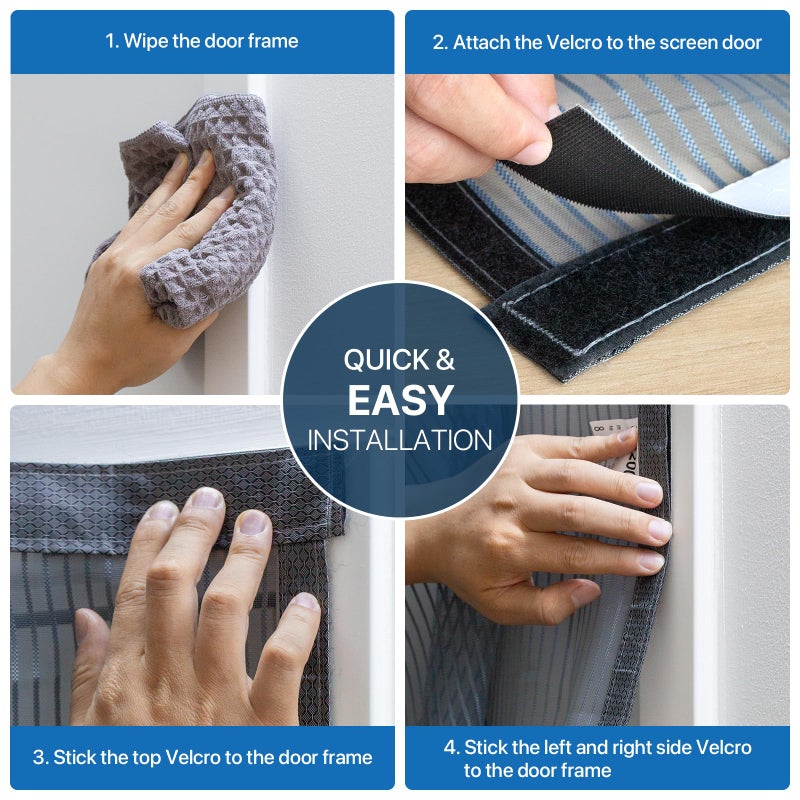 Loviga Heavy Duty Door Screen Magnetic Closure, LOVIGA Thickened Fiberglass Screen Door Mesh, Self Sealing, Tear Resistant, Easy Assemble, Fine Mesh Keep Bugs Out Fit Door Size 36 Inch X 82 Inch Black - Image 4
