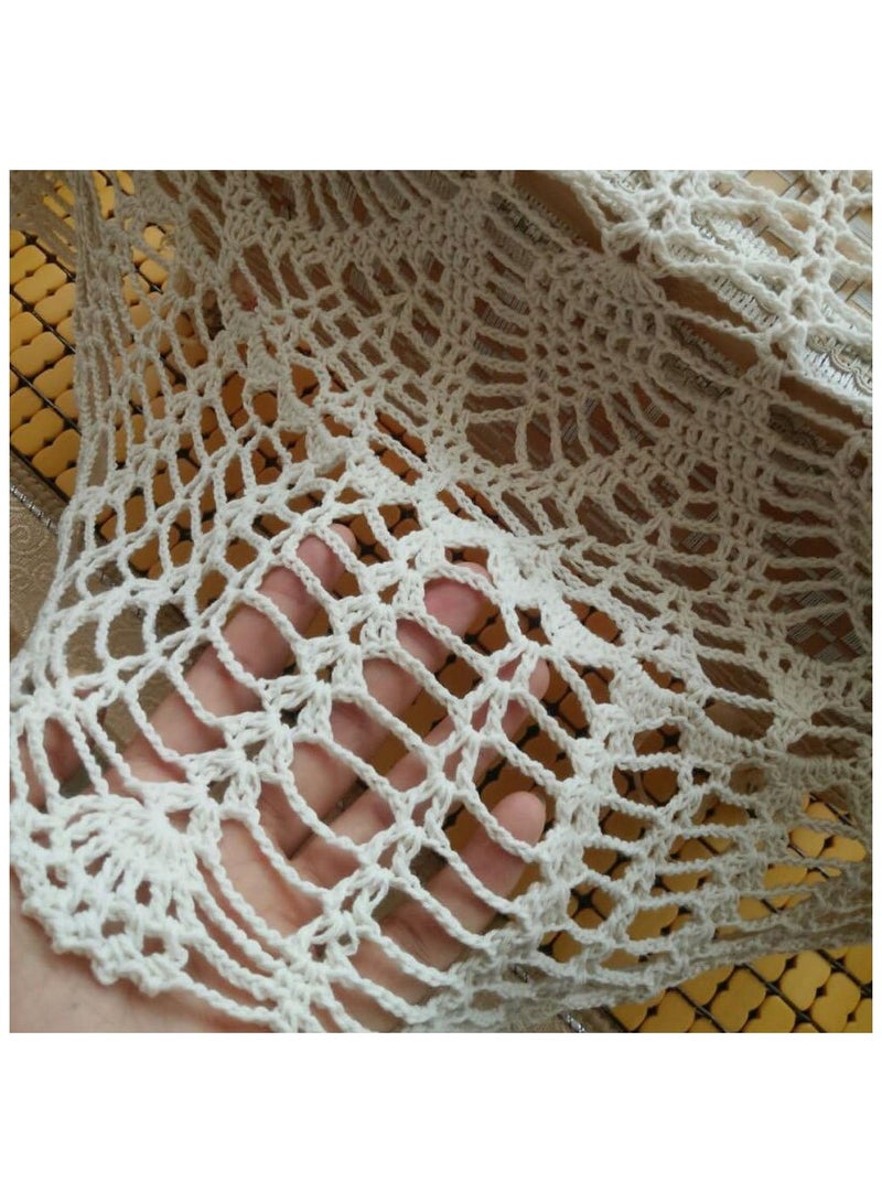 Cotton 32 inch Round Sunflower Beige Handmade Crochet Lace Tablecloth Doily, Table Sheet - Image 4