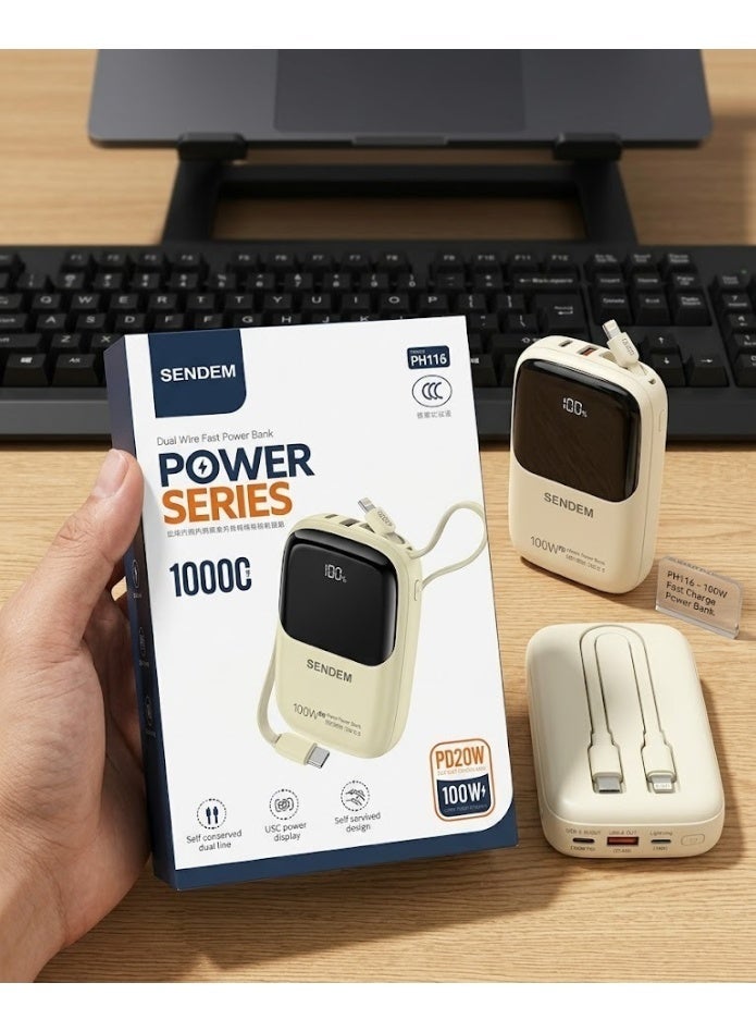 Sendem PH-116 100W Fast Charge Dual Wireless Fast Power Bank  LED power display - Image 2