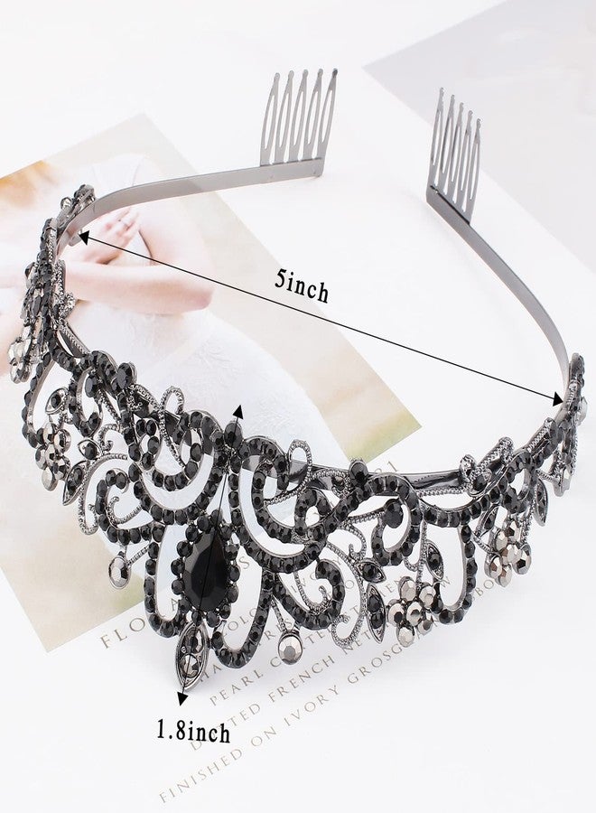 Didder Tiaras for Women, Black Crystal Crowns for Women Princess Crown Tiaras and Crowns for Women Girls Women's Headbands Halloween Christmas Bridal Wedding Prom Birthday Party Gift - Image 2