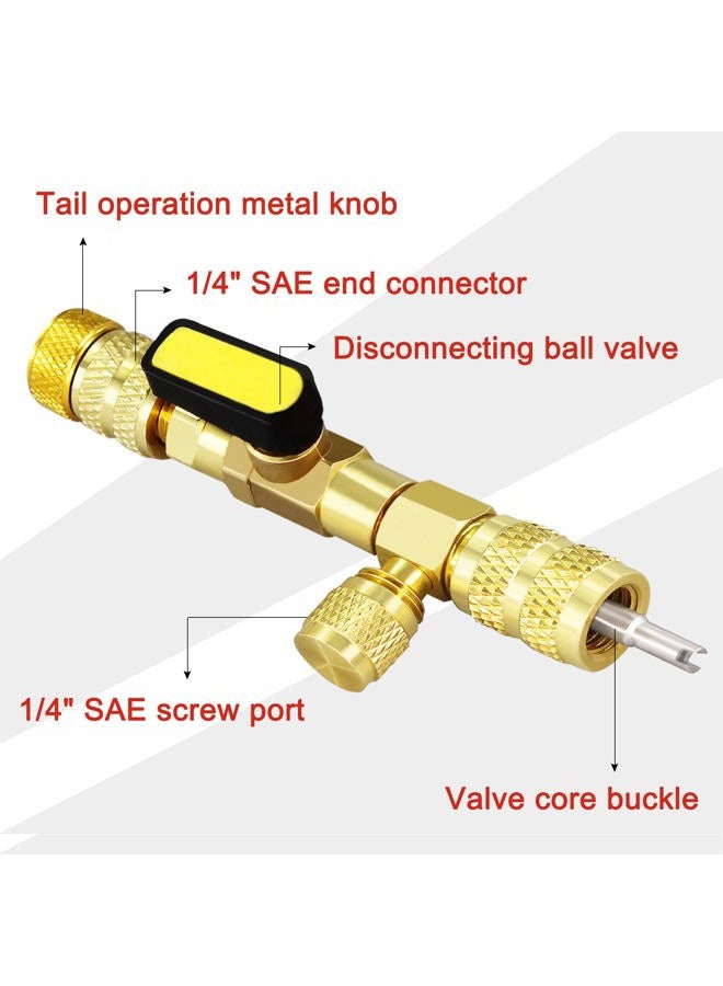 AutoWanderer Tool Valve Core Remover Installer Tool, AC Schrader Valve Removal Tool with Dual Size SAE 1/4 & 5/16 Port, R410 R32 Brass Adapter Air Conditioning Line Repair Tools for HVAC Refrigeration - Image 2