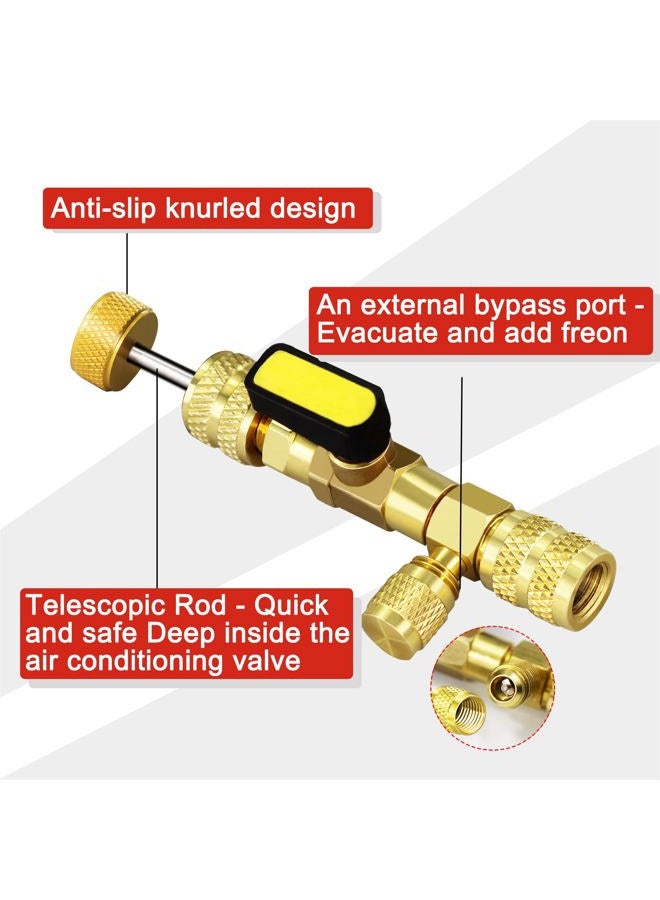 AutoWanderer Tool Valve Core Remover Installer Tool, AC Schrader Valve Removal Tool with Dual Size SAE 1/4 & 5/16 Port, R410 R32 Brass Adapter Air Conditioning Line Repair Tools for HVAC Refrigeration - Image 3