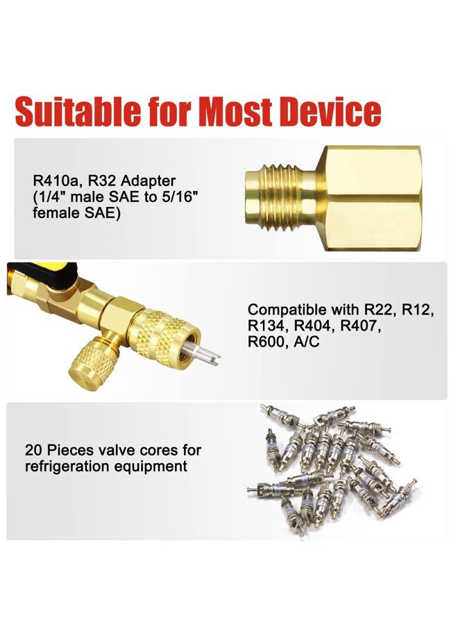 AutoWanderer Tool Valve Core Remover Installer Tool, AC Schrader Valve Removal Tool with Dual Size SAE 1/4 & 5/16 Port, R410 R32 Brass Adapter Air Conditioning Line Repair Tools for HVAC Refrigeration - Image 5