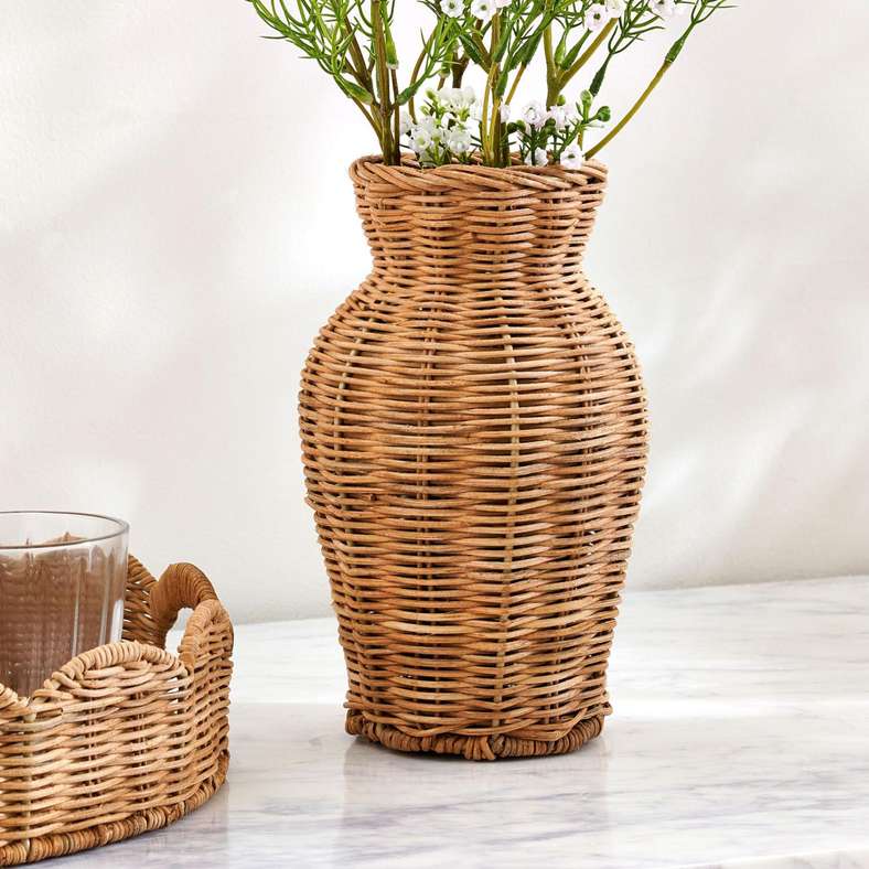 Pan Home مزهرية من الخيزران الطبيعي لتزيين المنزل