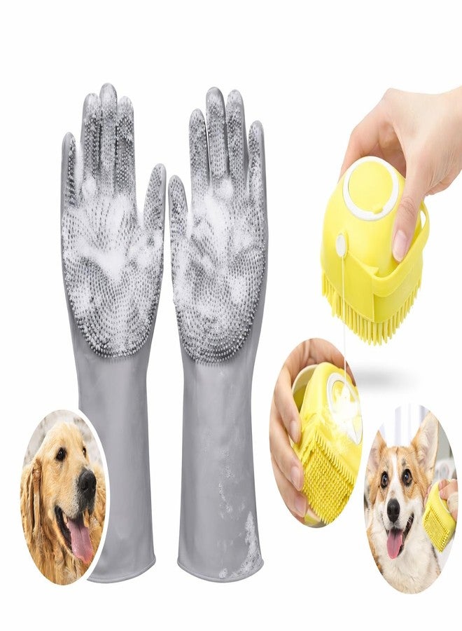 ZIGZAP Silicone Dog Cleaning Brush Gloves for Bathing | Pet Grooming Gloves | Dog Bathing Gloves Brush | Pet Hair Remover Glove - Image 1