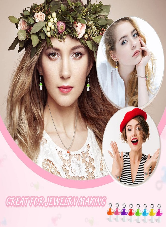 Jadive 96 Pieces Mushroom Charms Pendant Colorful Mushroom Resin Charms for Jewelry Making DIY Cute Pendant Ornament for Bracelet Necklace Earrings DIY Craft, 8 Colors - Image 3