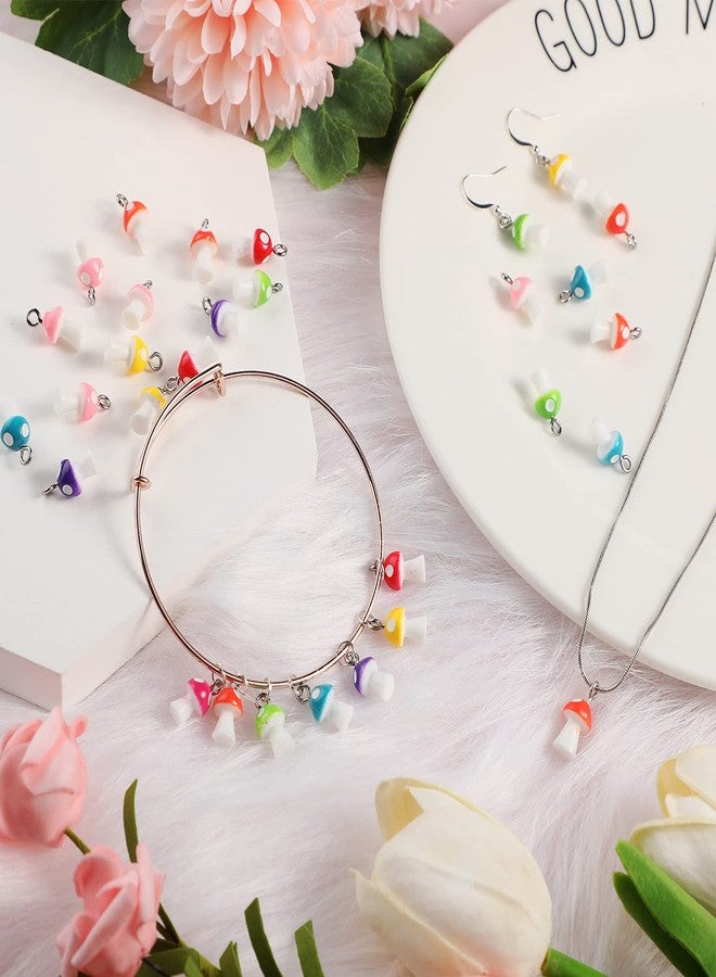 Jadive 96 Pieces Mushroom Charms Pendant Colorful Mushroom Resin Charms for Jewelry Making DIY Cute Pendant Ornament for Bracelet Necklace Earrings DIY Craft, 8 Colors - Image 4