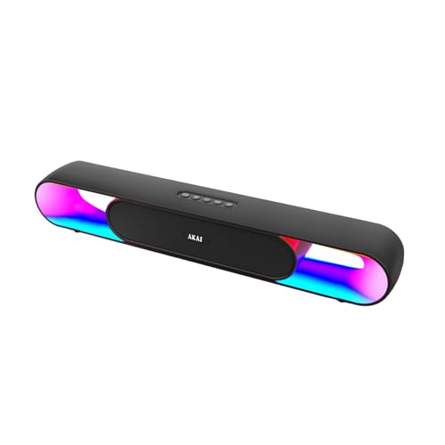 AKAI SB-24 Bluetooth Soundbar 24W RMS | Dual 2.25 Inch Drivers | RGB LED Lights | Bluetooth V5.3 | TWS, USB, Aux, TF Card Support | 2400 mAh Battery | Type-C Charging | Up to 5 Hours Playtime - Image 1