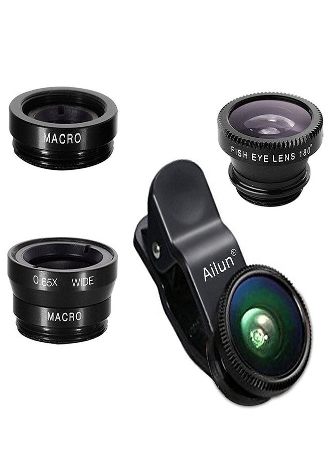 Ailun Phone Lens,by Ailun,3 in 1 Clip on 180 Degree Fish Eye Lens+0.65X Wide Angle+10X Macro Lens,Universal HD Camera Lens Kit for Mobile Phone,Cellphone,Smart Phone - Image 1