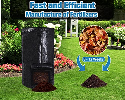 MyLifeUNIT Compost Bins Outdoor, Composting Bin for Outside Garden, Reusable Garden Yard Waste Bag, 34 Gallon (2 Pack, Black) - Image 4