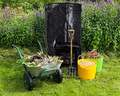 MyLifeUNIT Compost Bins Outdoor, Composting Bin for Outside Garden, Reusable Garden Yard Waste Bag, 34 Gallon (2 Pack, Black) - Image 2