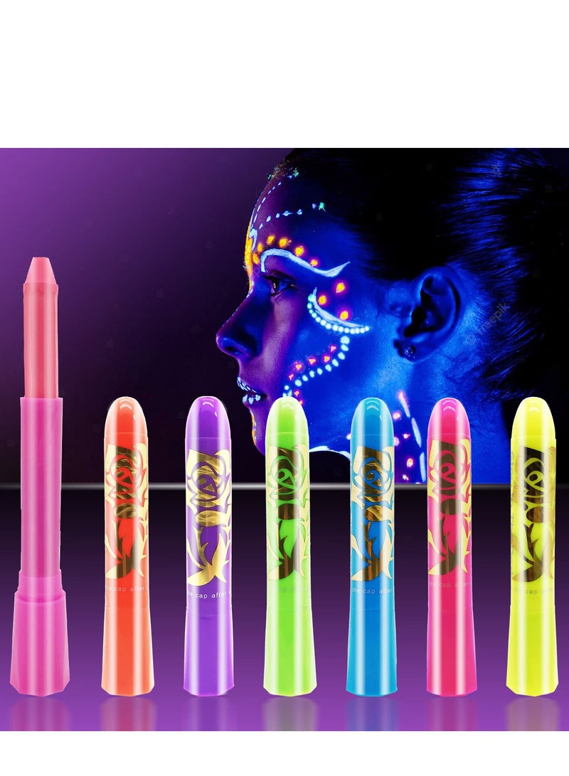 Face Paint Crayons Glow, Glow in The Dark UV Face Paint Crayons, The Dark Body Painting Kit Under Black Light Makeup Non-Toxic for Party Supplies (6 Color) - Image 1