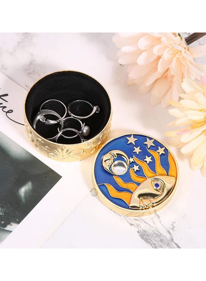 GGOOT Small Jewelry Box, Jewerly Holder Organizer with Lid for Rings Bracelets Storage Gifts Box, 6 X 3.5cm(Gold) - Image 2