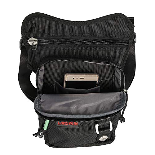 Larswon Thigh Pack, Larswon Leg Bag Thigh Pouch Bag Tactical Waist Bag Motorcycle Bag Waterproof Black - Image 3