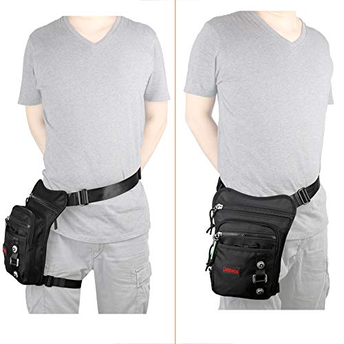 Larswon Thigh Pack, Larswon Leg Bag Thigh Pouch Bag Tactical Waist Bag Motorcycle Bag Waterproof Black - Image 2
