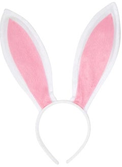 Bunny Ears Headband Plush Rabbit Ears Headwear Bunny Girl Bunny Ear Headband, for Cosplay Party Favor White and Pink Bunny Costume Accessories for Kids and Adults