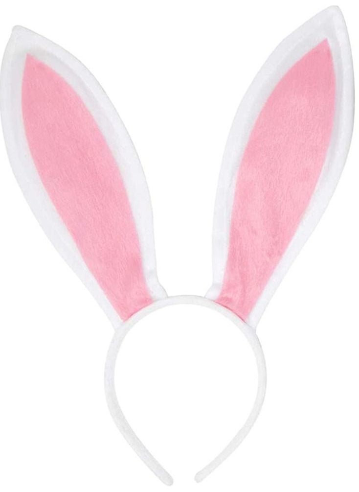 SYOSI - Bunny Ears Headband Plush Rabbit Ears Headwear Bunny Girl Bunny Ear Headband, for Cosplay Party Favor White and Pink Bunny Costume Accessories for Kids and Adults - Image 1