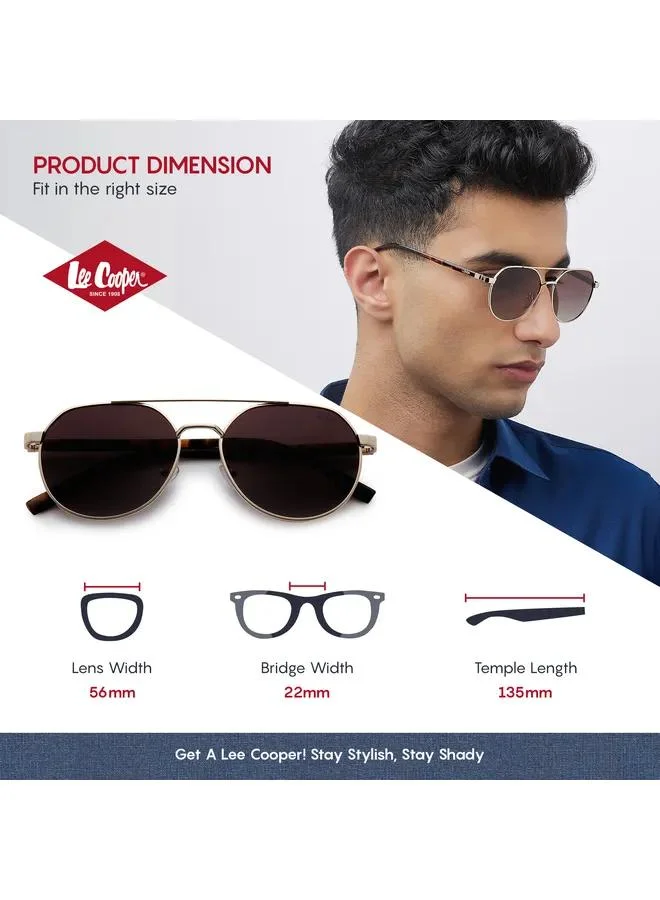 Lee Cooper Polarized Sunglasses Gold Frame Gradient Brown Mirror Lens 56mm  - LC1206C01