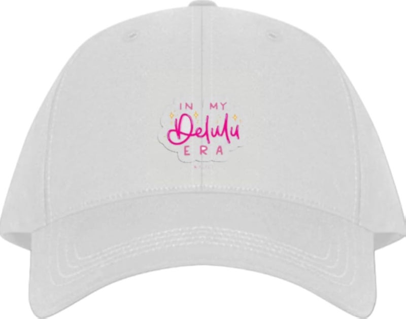 IN MY Delulu ERA Plain unisex baseball cap White