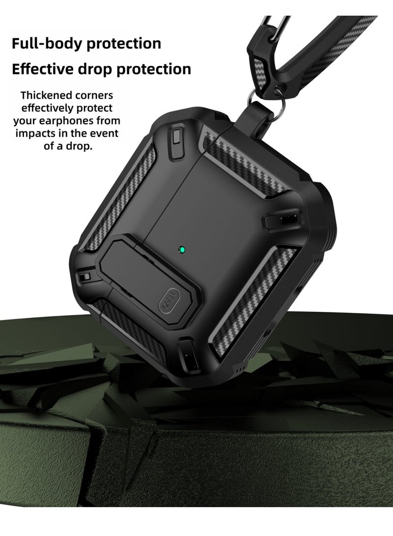 أواسيس لينك حافظة AirPods 4، حافظة حماية قوية مقاومة للصدمات من مادة TPU مع سلسلة مفاتيح، متوافقة مع Apple Airpods الجيل الرابع إصدار 2024 (أسود) - Image 3