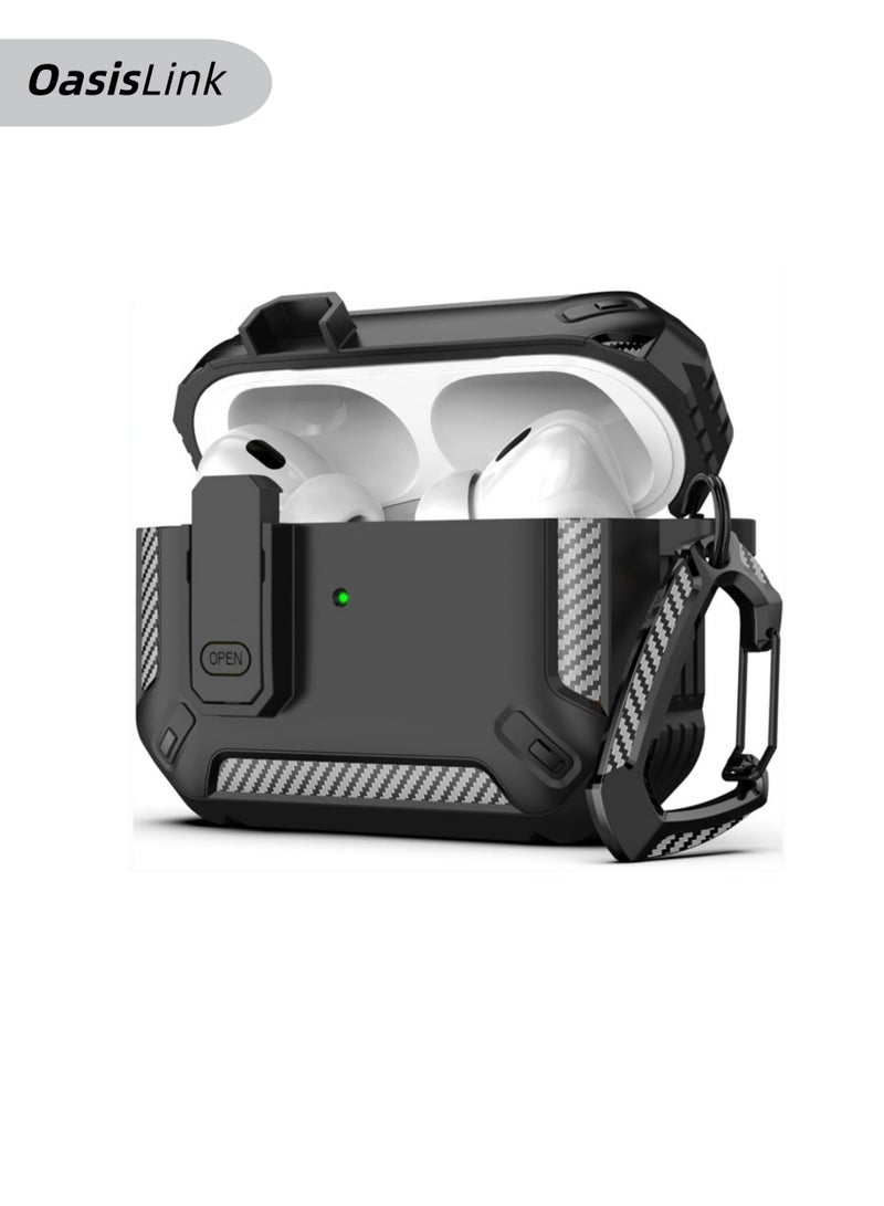 أواسيس لينك حافظة AirPods 4، حافظة حماية قوية مقاومة للصدمات من مادة TPU مع سلسلة مفاتيح، متوافقة مع Apple Airpods الجيل الرابع إصدار 2024 (أسود) - Image 1