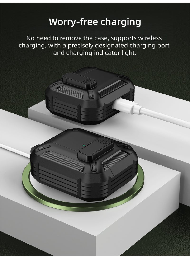 أواسيس لينك حافظة AirPods 4، حافظة حماية قوية مقاومة للصدمات من مادة TPU مع سلسلة مفاتيح، متوافقة مع Apple Airpods الجيل الرابع إصدار 2024 (أسود) - Image 2