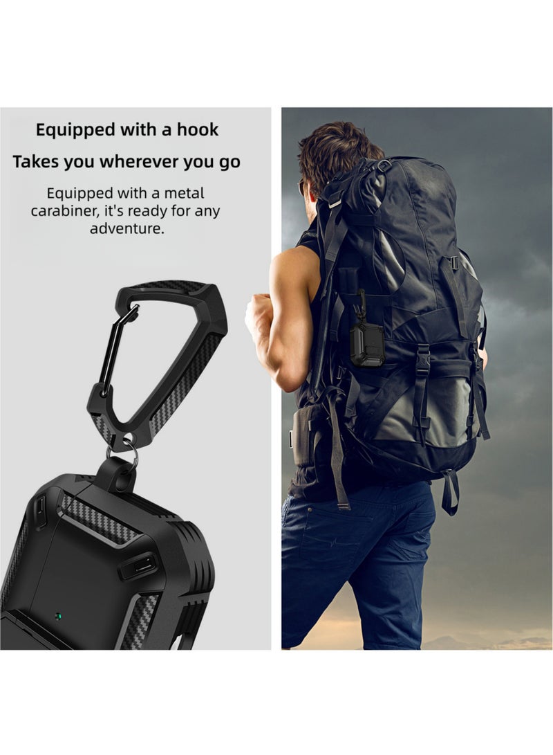 أواسيس لينك حافظة AirPods 4، حافظة حماية قوية مقاومة للصدمات من مادة TPU مع سلسلة مفاتيح، متوافقة مع Apple Airpods الجيل الرابع إصدار 2024 (أسود) - Image 4