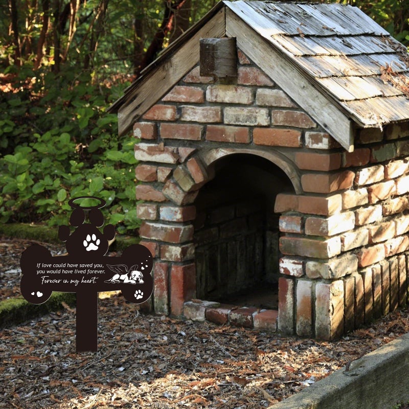 Rngmsi Pet Grave Markers Dog - Pets Memorial Stone Decorations Cemetery Headstones Decor Graveyard Remembrance Graveside Metal Stake Sign for Outdoors Yard - Image 5