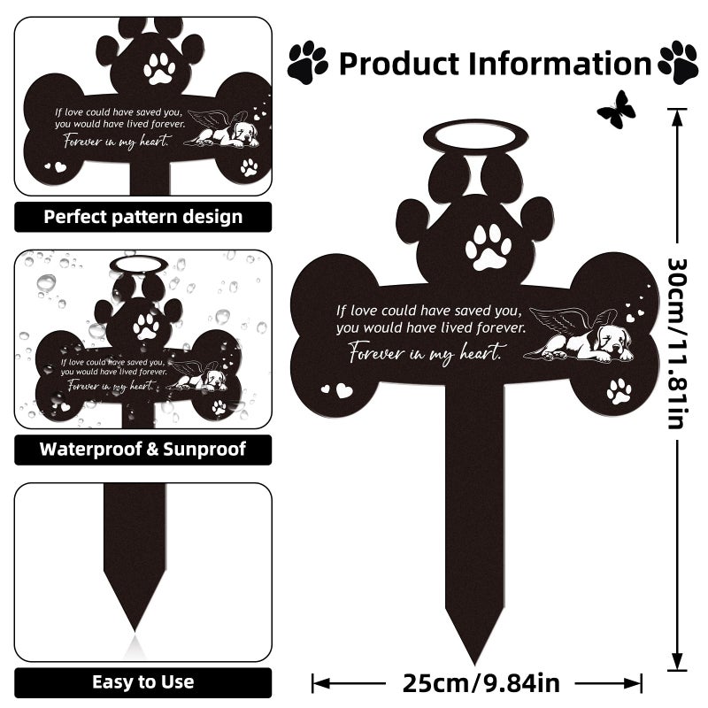 Rngmsi Pet Grave Markers Dog - Pets Memorial Stone Decorations Cemetery Headstones Decor Graveyard Remembrance Graveside Metal Stake Sign for Outdoors Yard - Image 2
