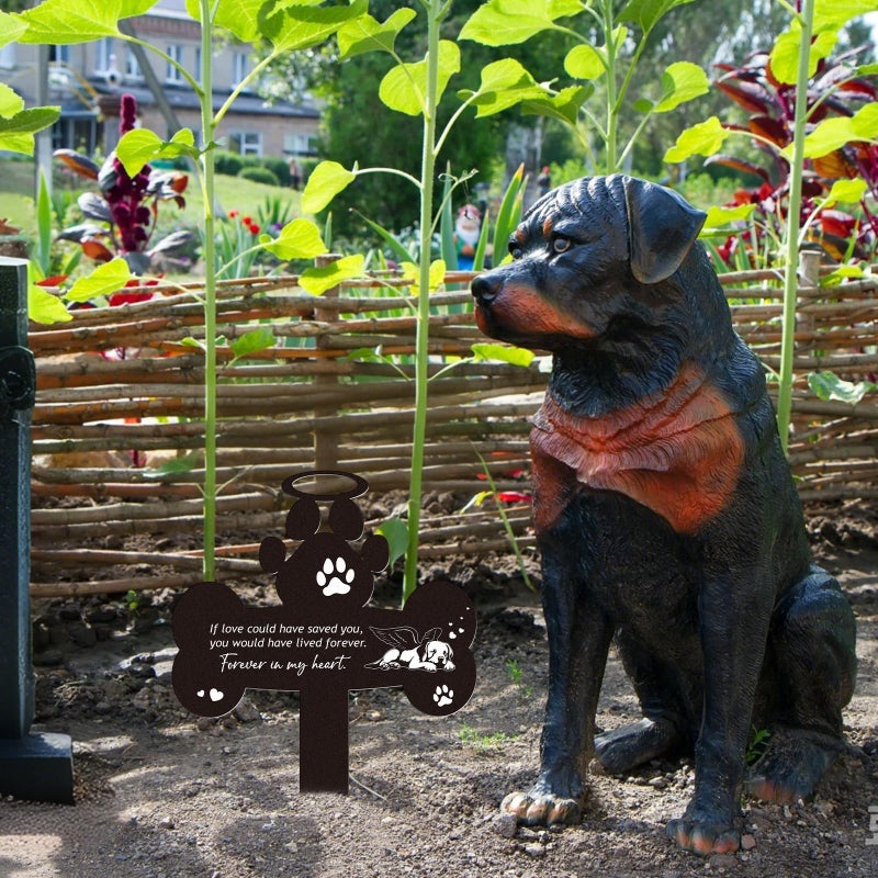 Rngmsi Pet Grave Markers Dog - Pets Memorial Stone Decorations Cemetery Headstones Decor Graveyard Remembrance Graveside Metal Stake Sign for Outdoors Yard - Image 3