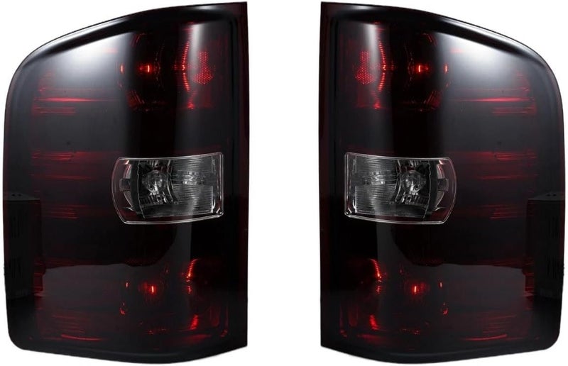WEISIGAO Tail Lights for 2007-2014 Chevy Silverado & GMC Sierra - Dark Red with Bulbs - Image 1