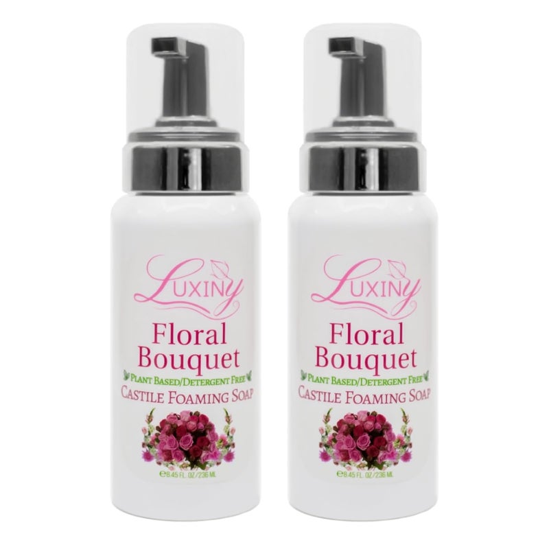Castile soap Liquid Foaming Hand Soap Hand Wash for the Kitchen  Bathroom Palm Oil Free Vegan  Cruelty Free Made in the USA 845 oz 2 Pack Floral Bouquet