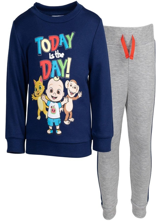 CoComelon Kiki Cat Mochi JJ Infant Baby Boys Fleece Sweatshirt and Jogger Pants Set Navy/Gray 18 Months - Image 1