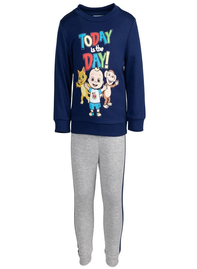 CoComelon Kiki Cat Mochi JJ Infant Baby Boys Fleece Sweatshirt and Jogger Pants Set Navy/Gray 18 Months - Image 2