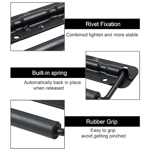 LifCratms 2Pcs Black Spring Loaded Case Handles, 304 Stainless Steel Surface Mount Chest Handle with Rubber Grip, Heavy Duty Cabinet Pulls Hardware for Toolbox Chest Case (122mm / 4.82") - Image 4