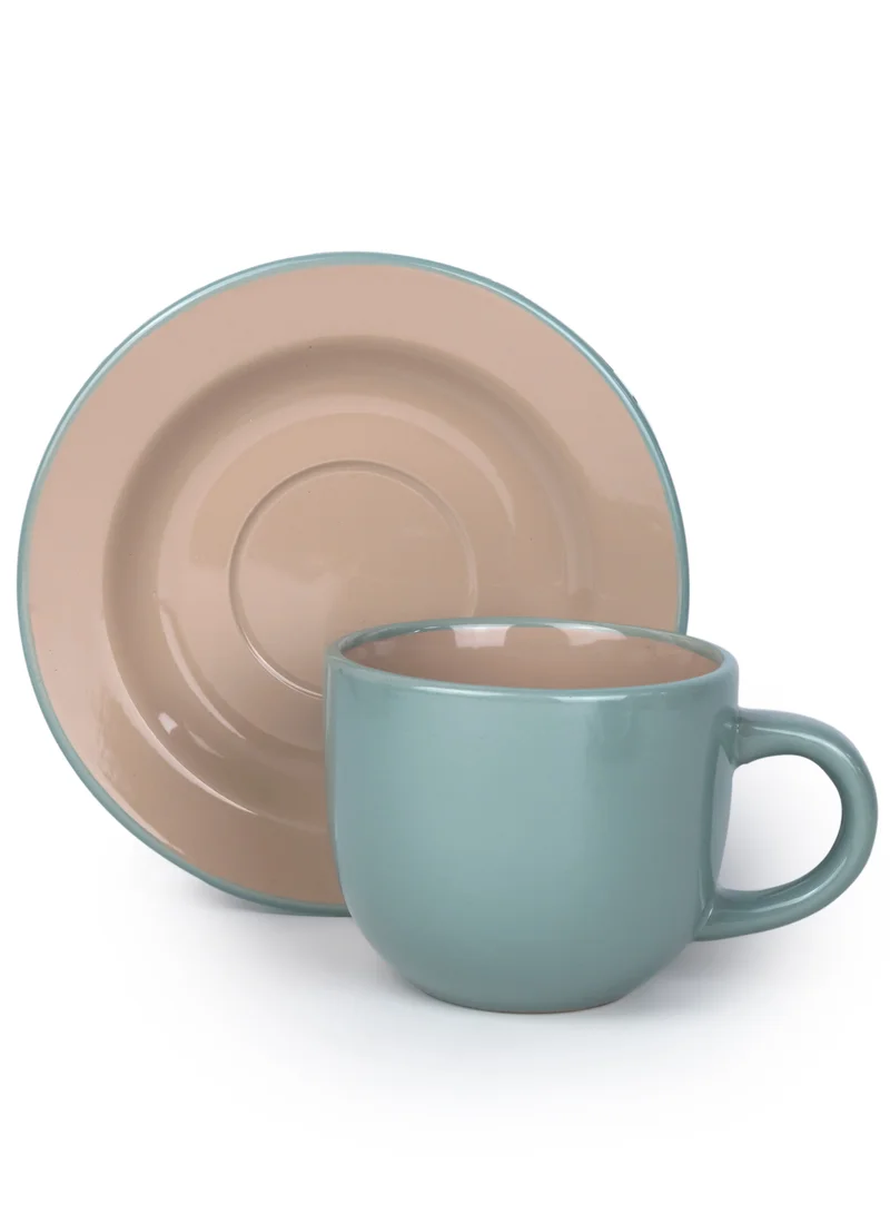 شالو Moire 4-Piece Tea Cup & Saucer Set 220ml - Two Tone | Kitchen Dinnerware, Ceramic, Stoneware