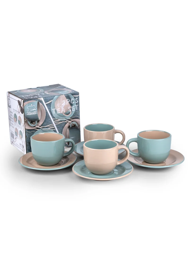 Shallow Moire 4-Piece Tea Cup & Saucer Set 220ml - Two Tone | Kitchen Dinnerware, Ceramic, Stoneware